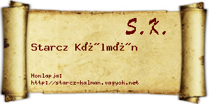 Starcz Kálmán névjegykártya